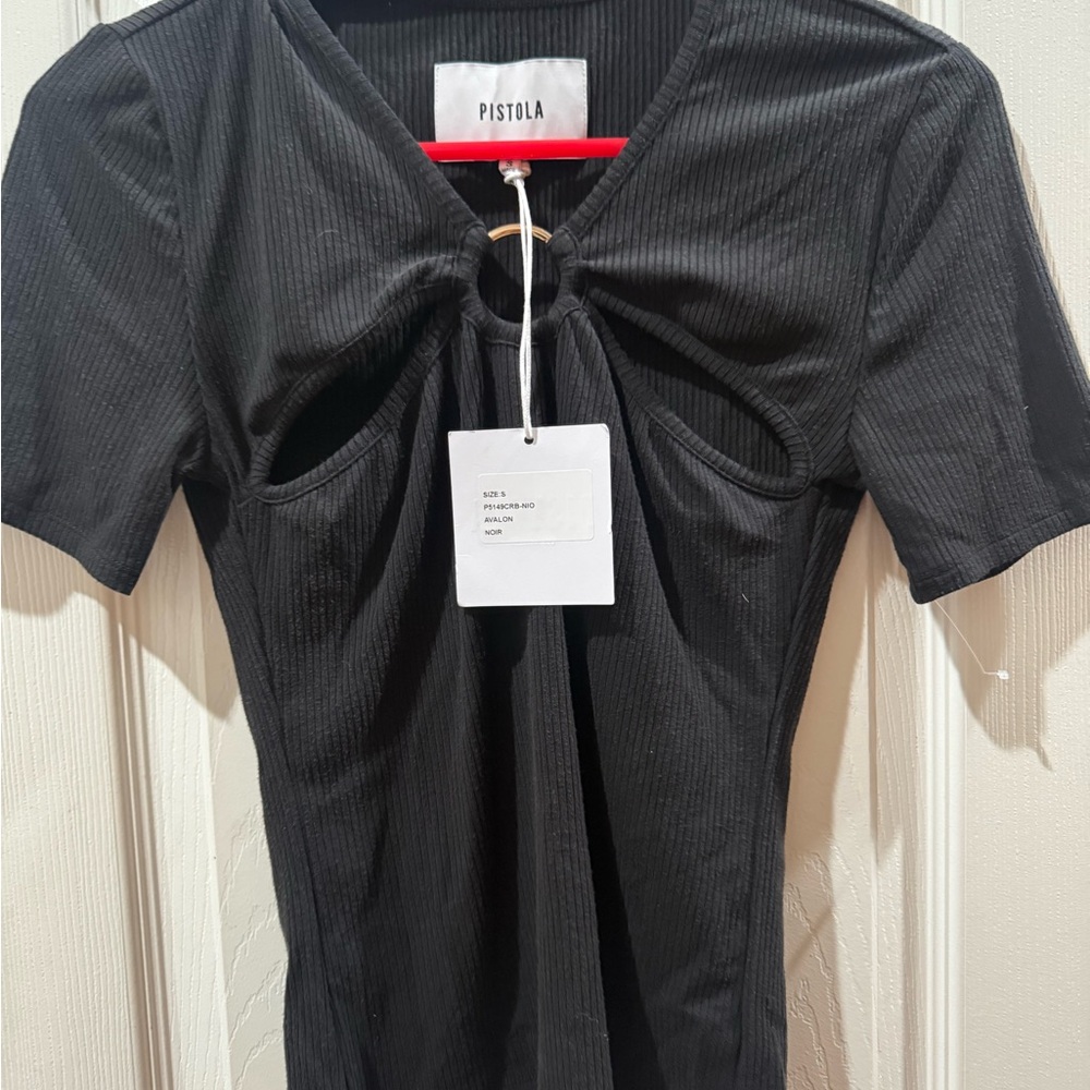 Pistola Black Cutout Ribbed Top